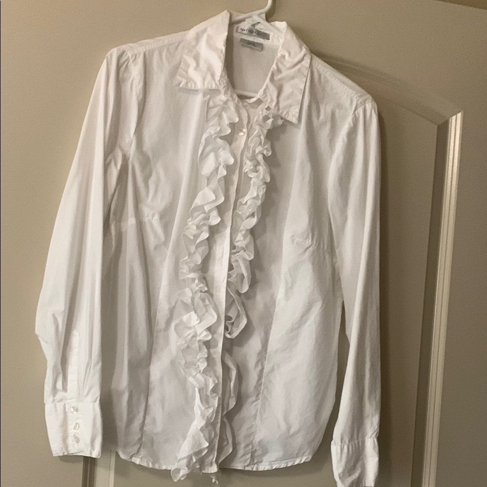 Van Heusen White Ruffled Button-Up Shirt